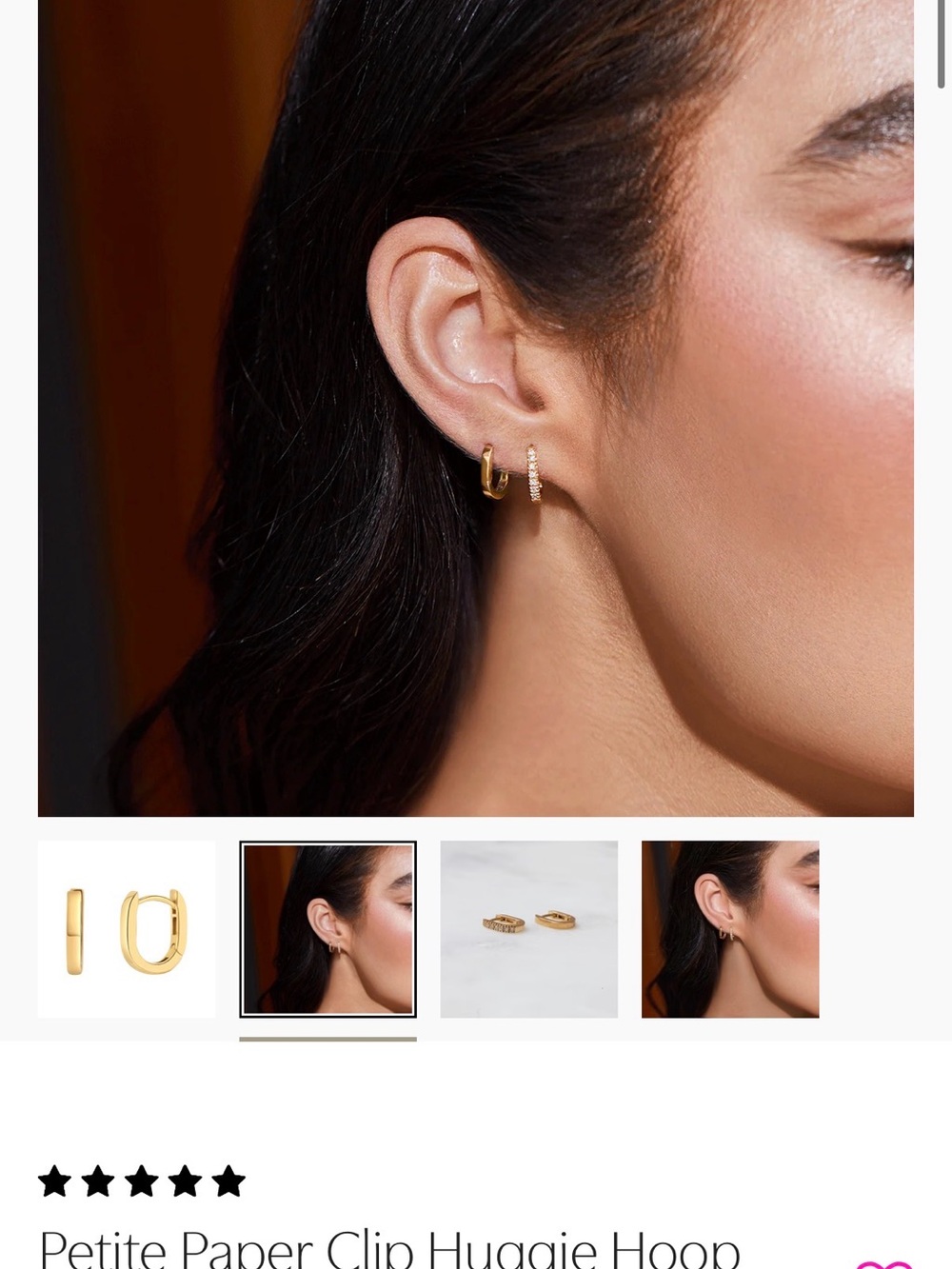 Babygold 14k Petite Paper Clip Huggie Hoop Earrings - Picture 4 of 4